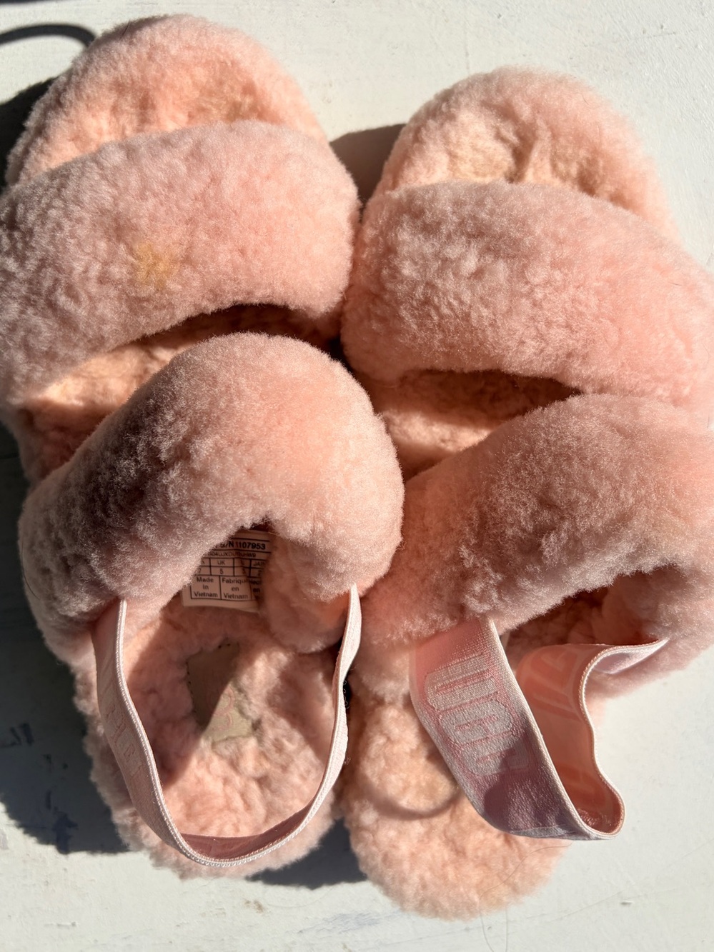 UGG Blush Pink Plush Fuzzy Slide Sandals